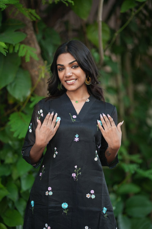 Black Kota silk kurti
