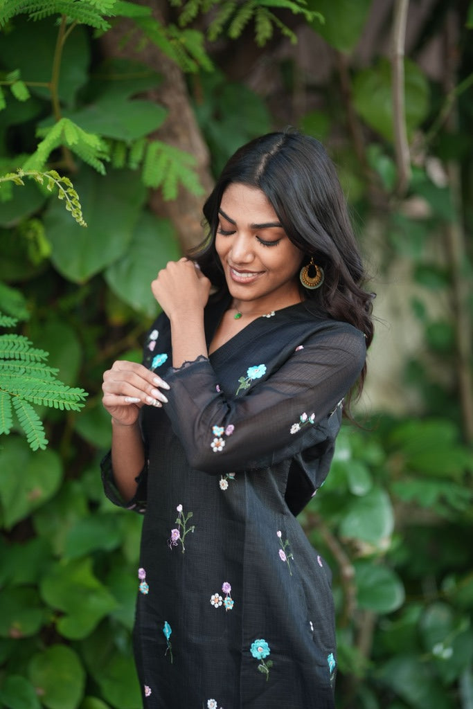 Black Kota silk kurti