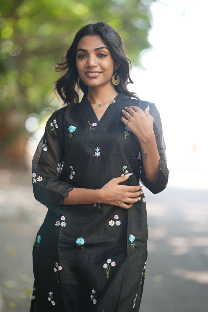 Black Kota silk kurti