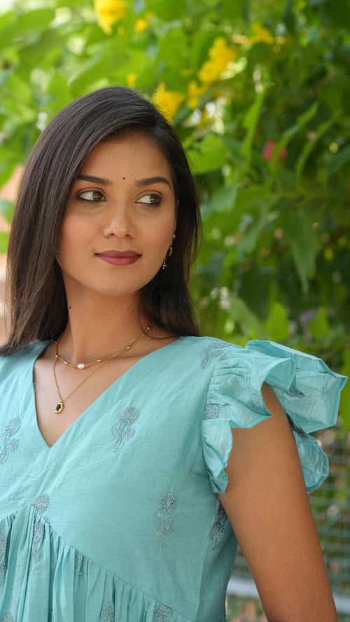 Blue Mul Chanderi Dress