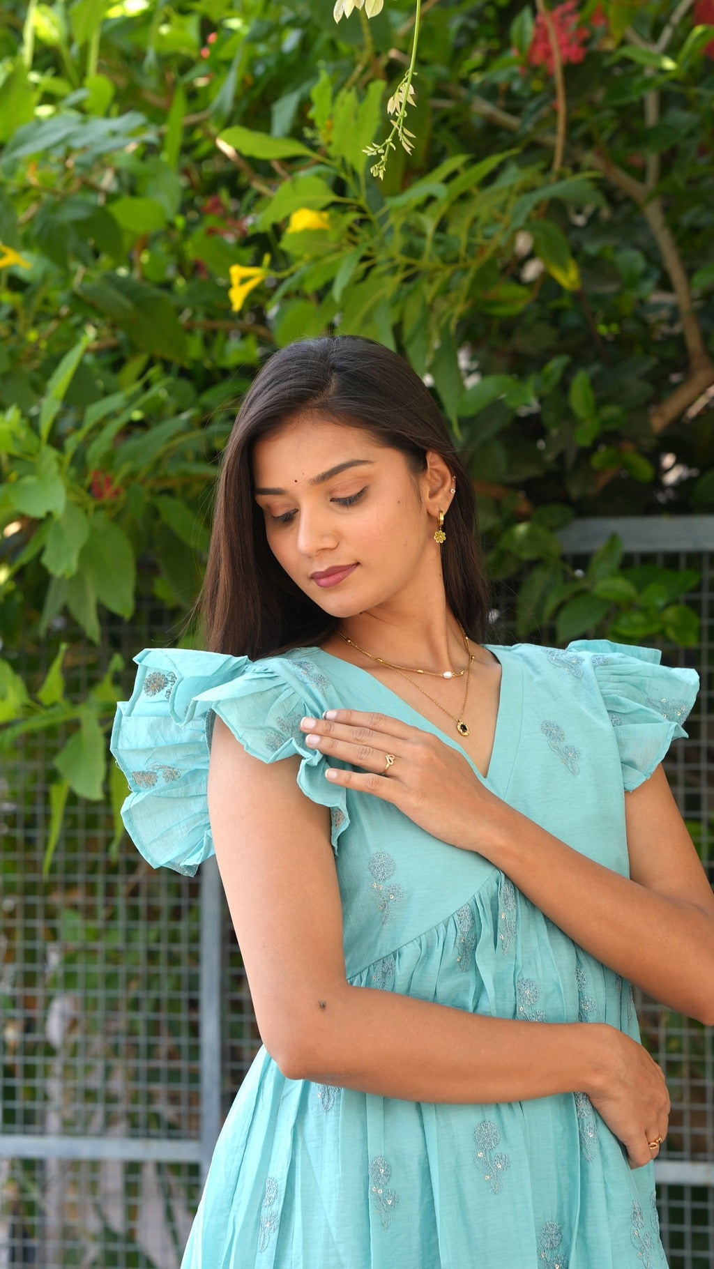 Blue Mul Chanderi Dress