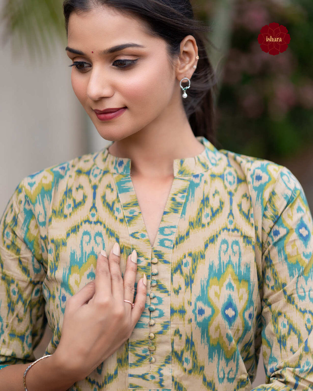 Ikkat Printed cotton kurti