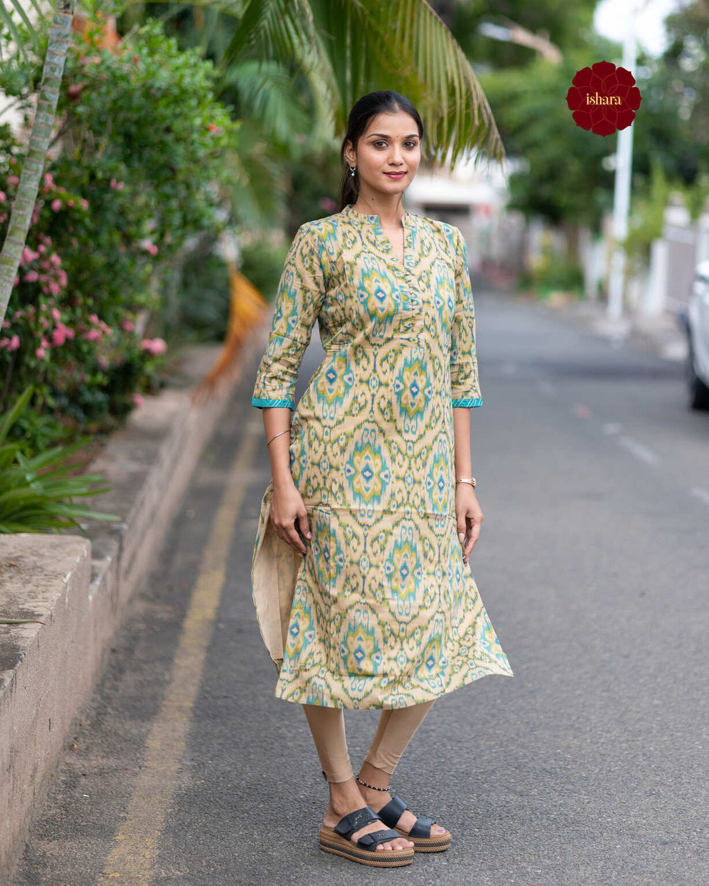 Ikkat Printed cotton kurti