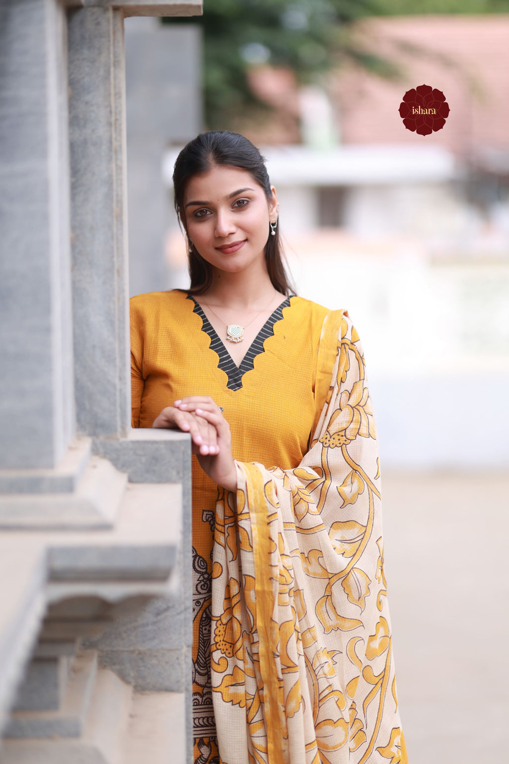 Kota cotton Kalamkari hand painted - yellow