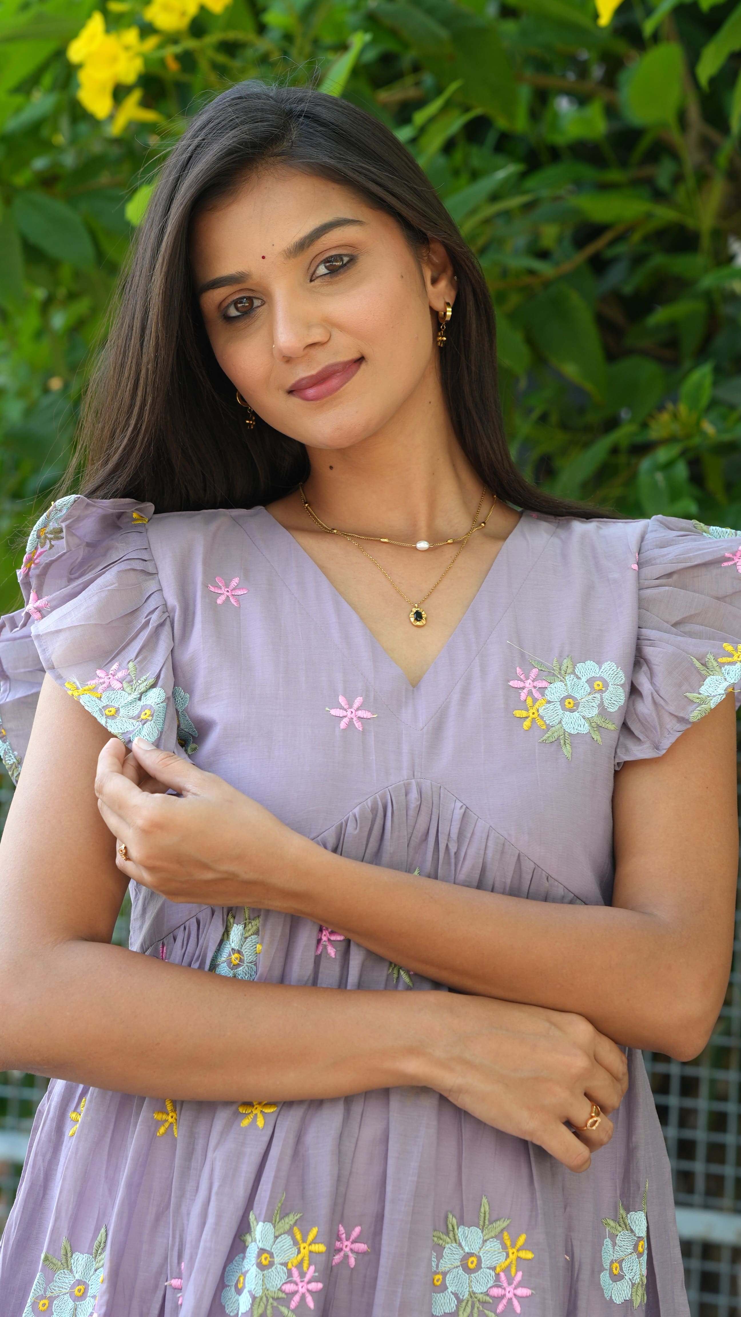 Lilac Mul Chanderi Dress