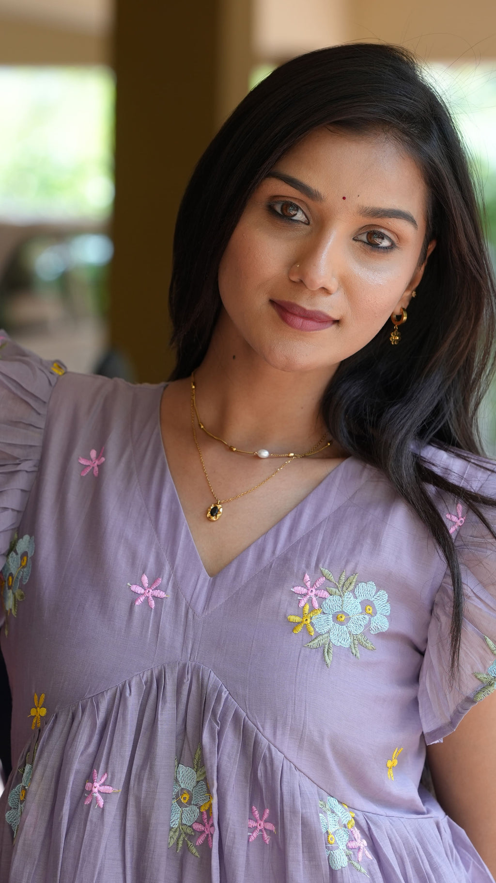 Lilac Mul Chanderi Dress