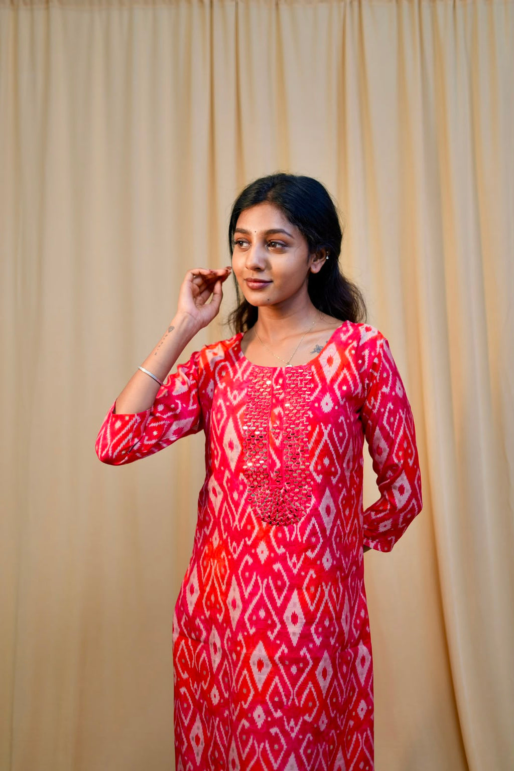 Pink Muslin Silk Kurti