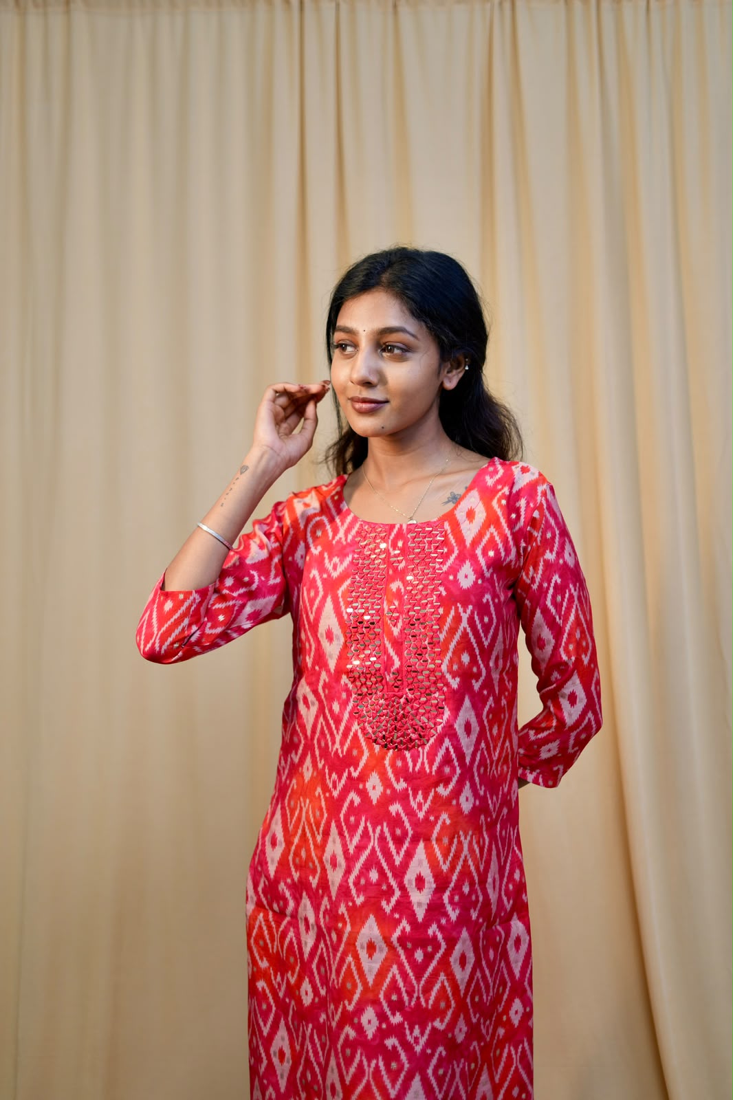 Pink Muslin Silk Kurti
