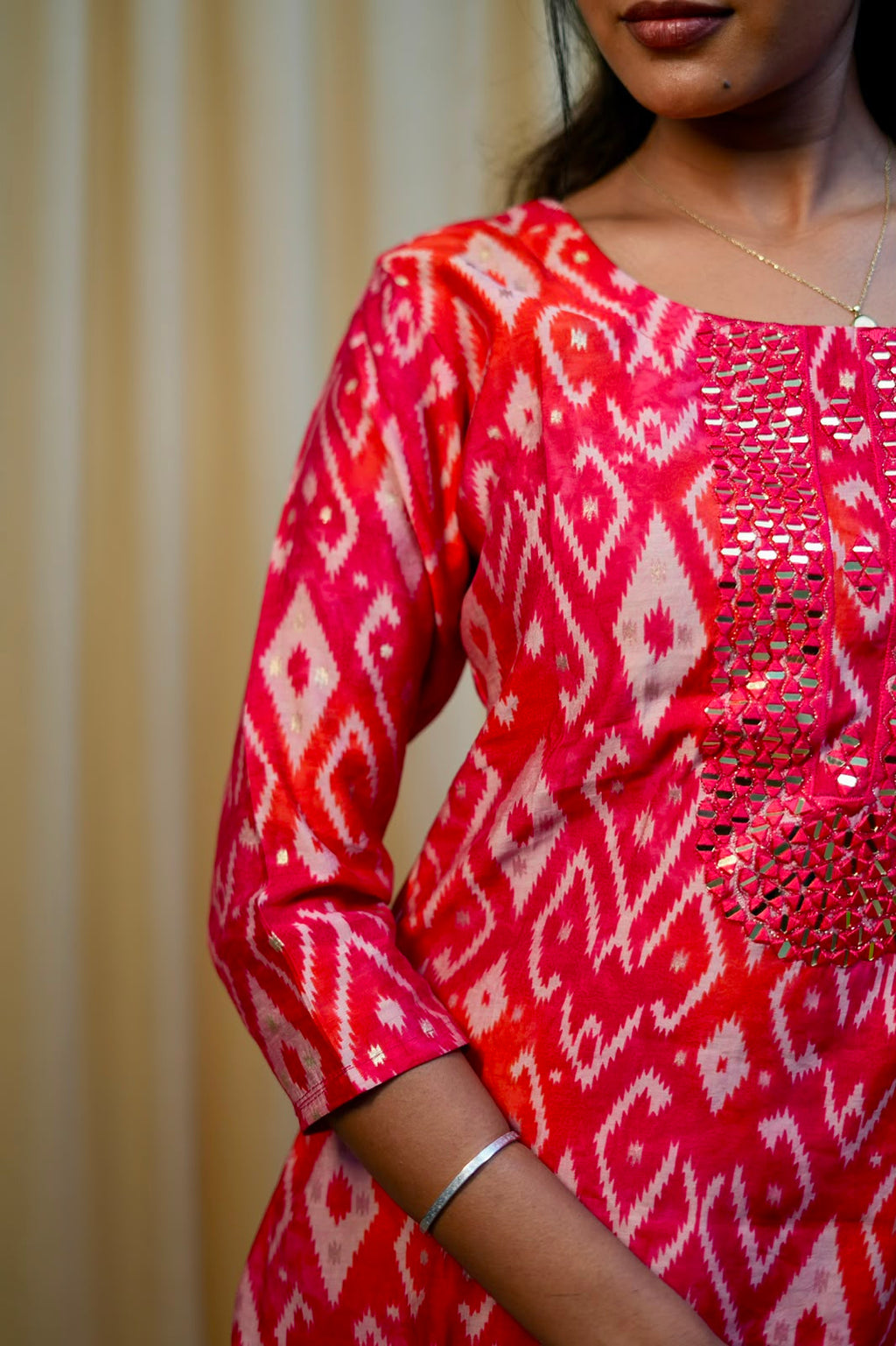 Pink Muslin Silk Kurti