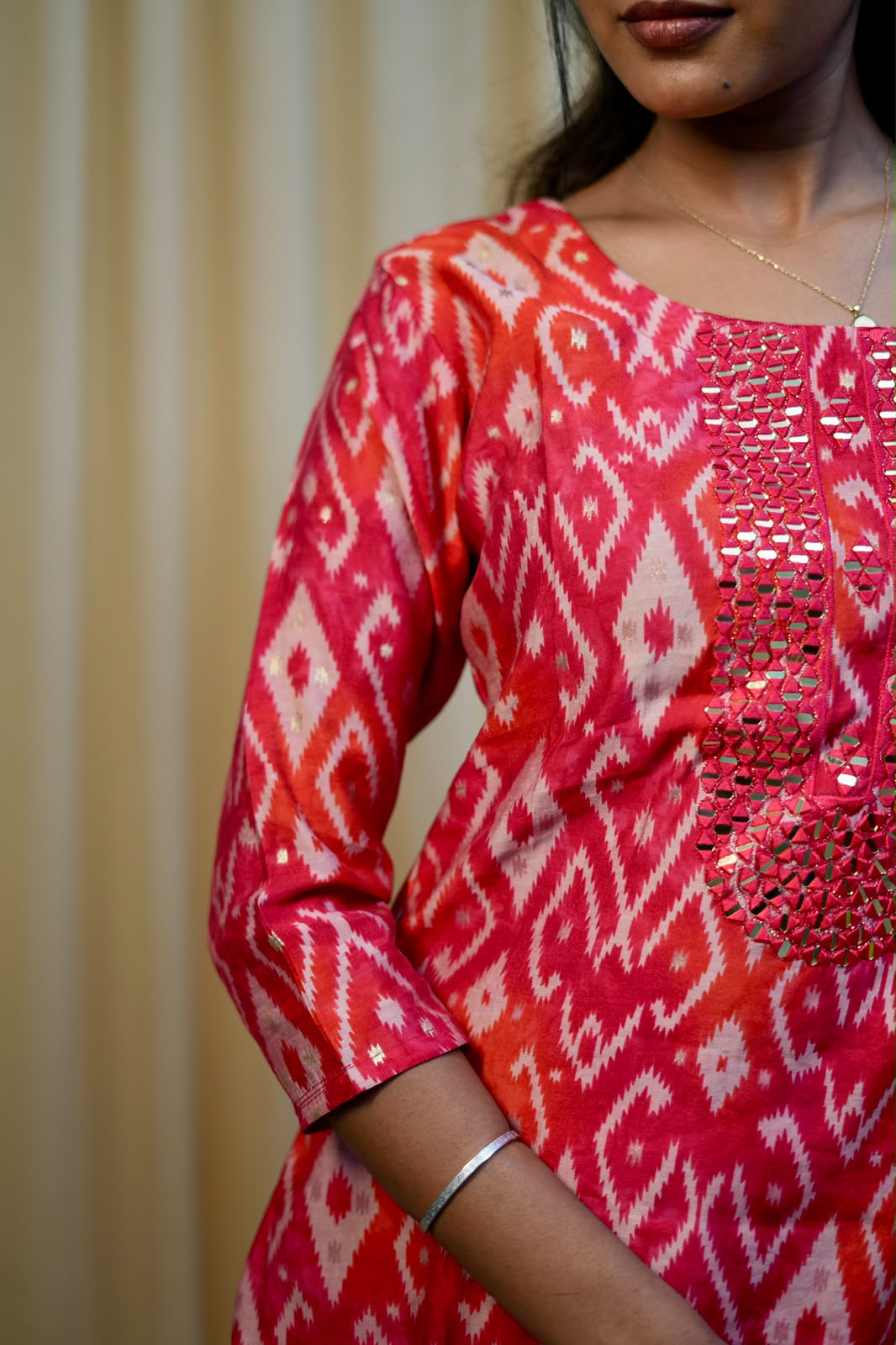 Pink Muslin Silk Kurti