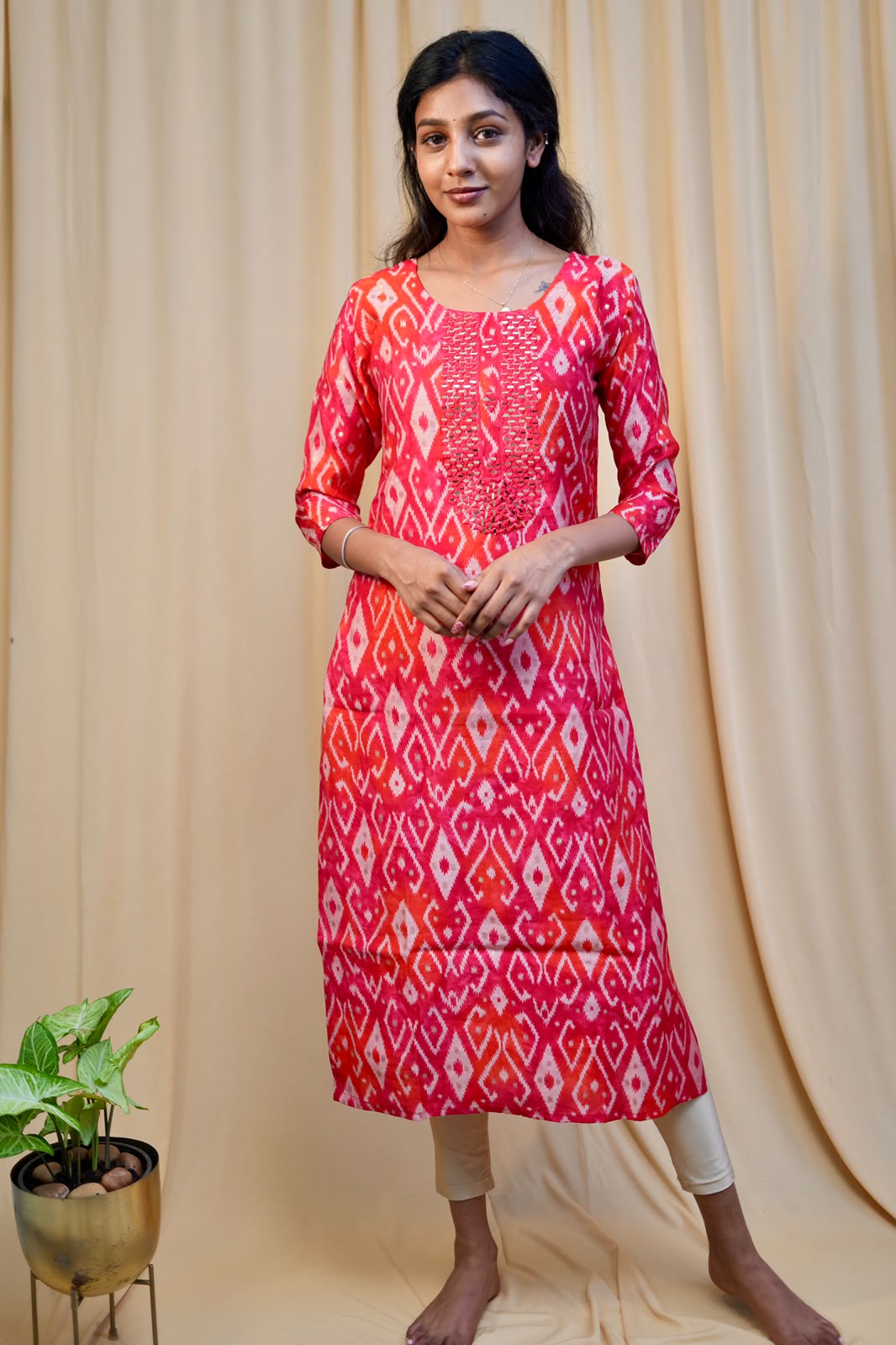 Pink Muslin Silk Kurti