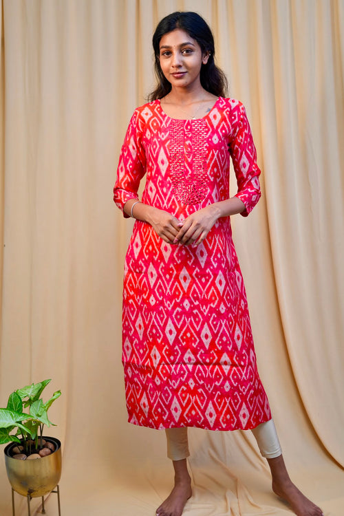 Pink Muslin Silk Kurti