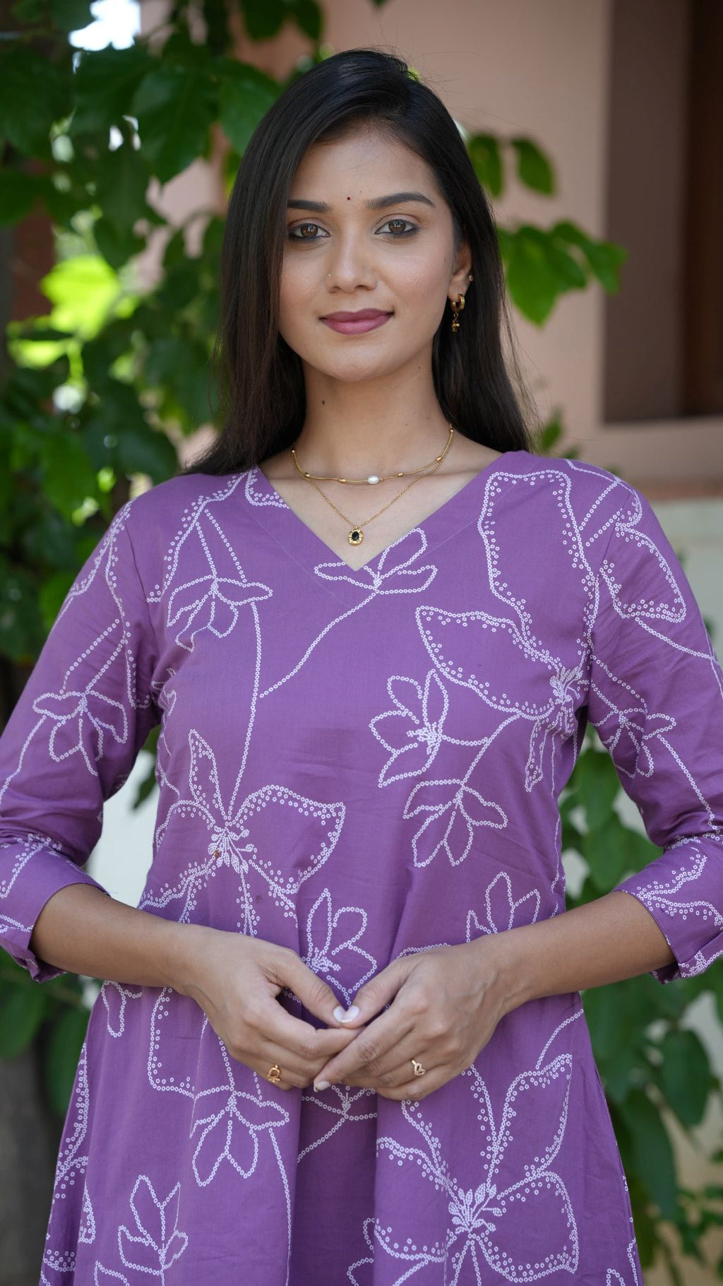 Purple Block Printed Dress