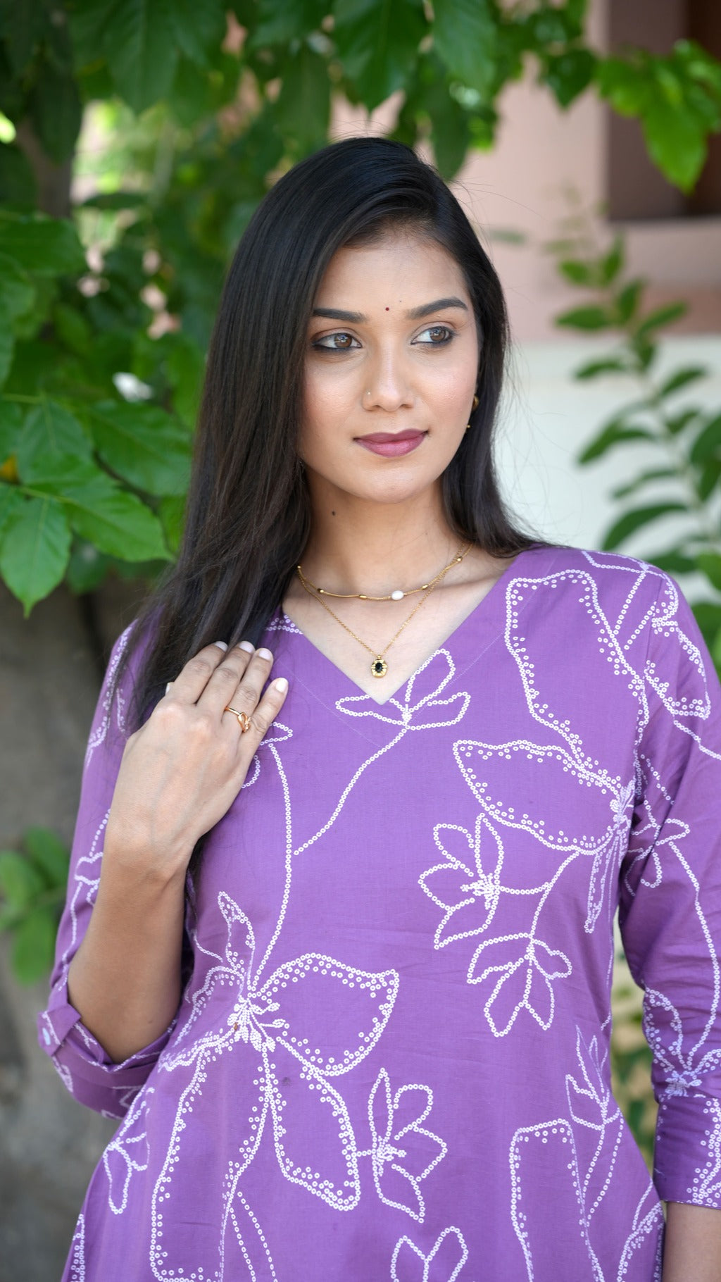 Purple Block Printed Dress