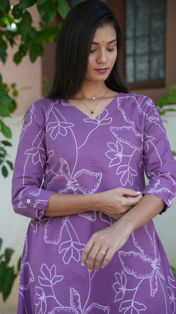 Purple Block Printed Dress