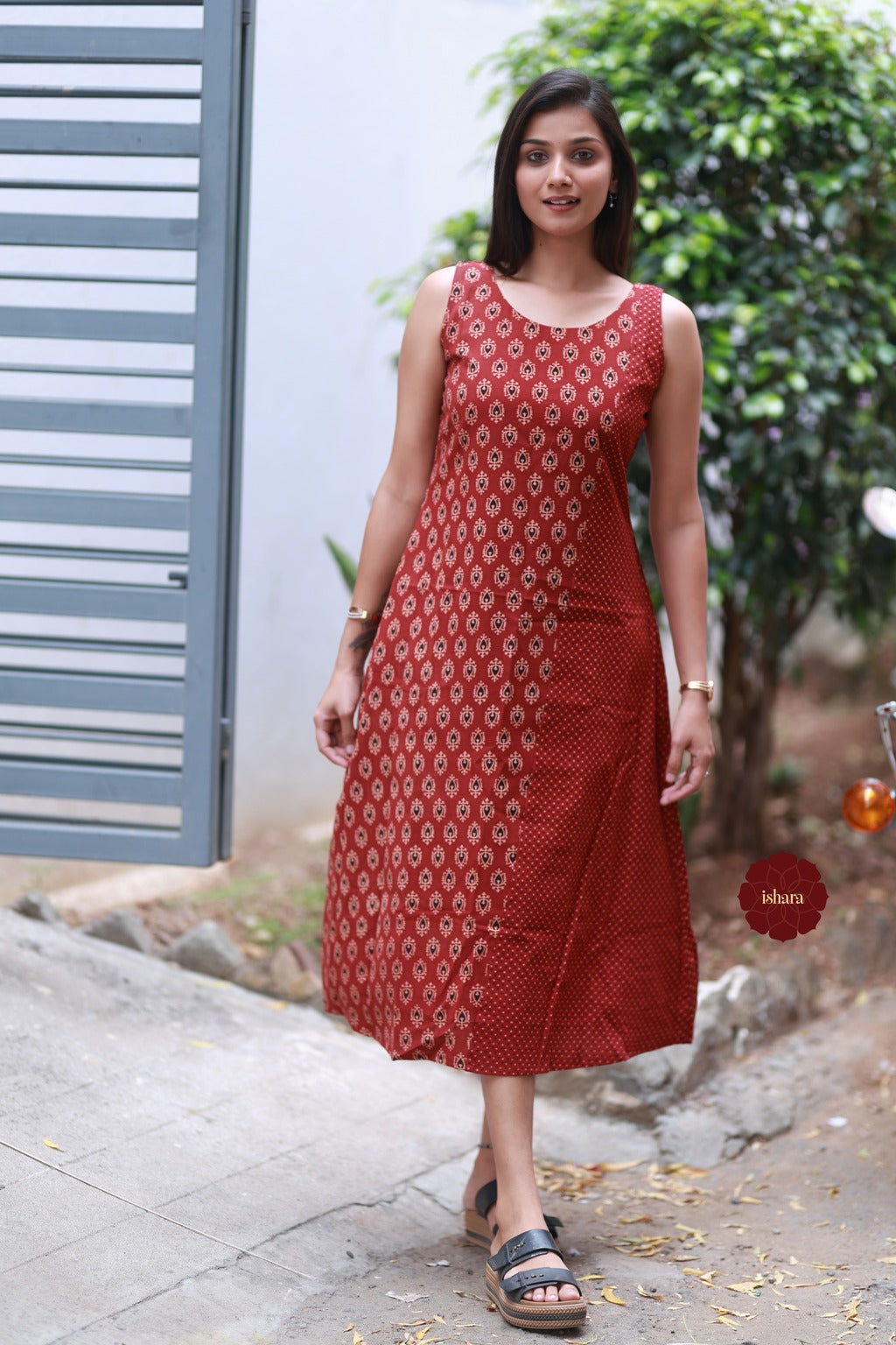 Vegetable Printed Gamthi Cotton Dress