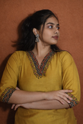 Yellow Muslin silk Co-ord set