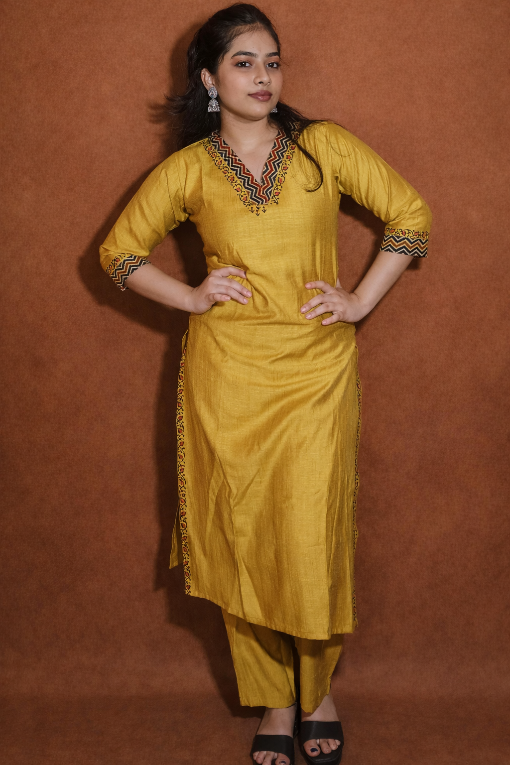 Yellow Muslin silk Co-ord set